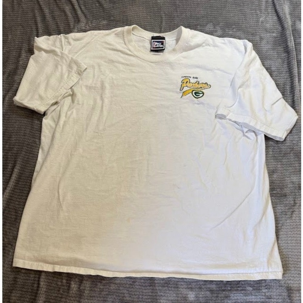Vintage Green Bay Packers Pro Player T-Shirt White XL Embroidered Logo NFL